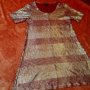 Espresso Burgundy And Gold  Knit Top Size M